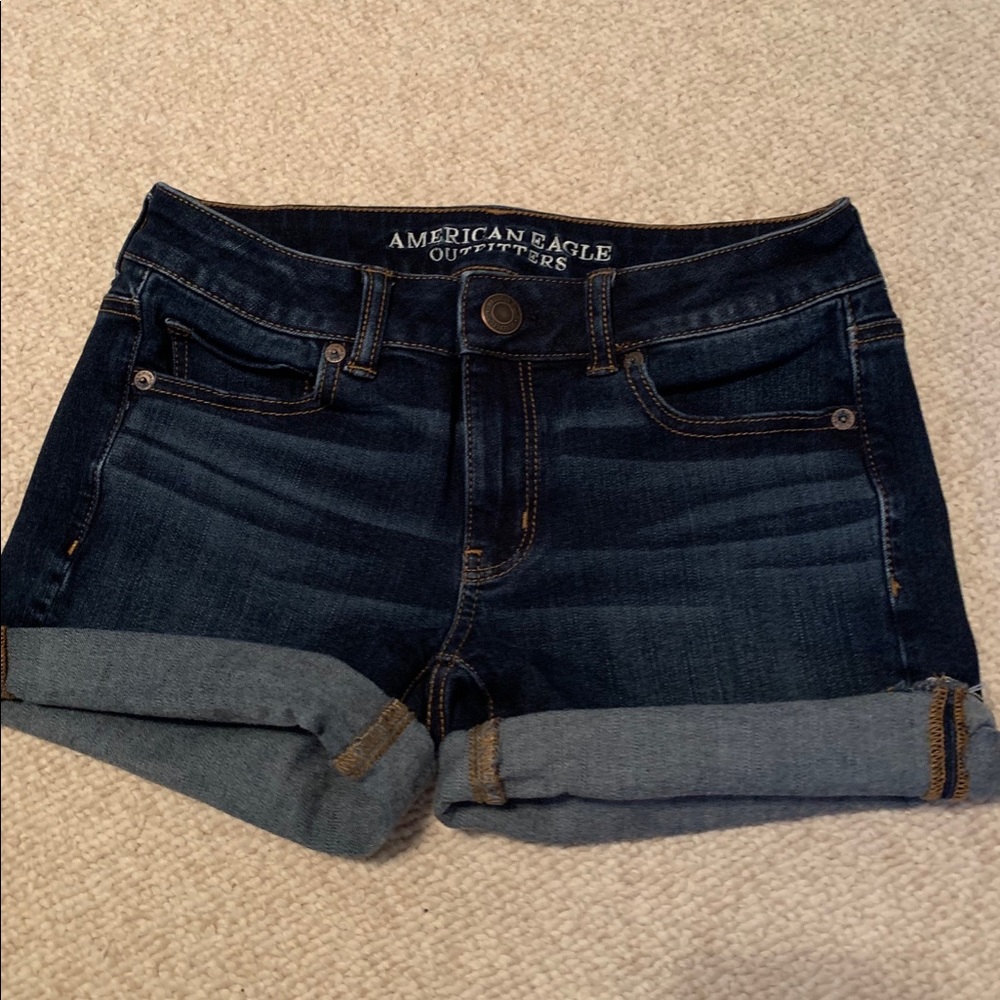 American Eagle Midi dark wash shorts